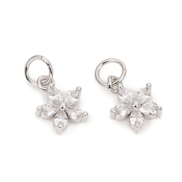 Silver Mini Pavé Flower Charm