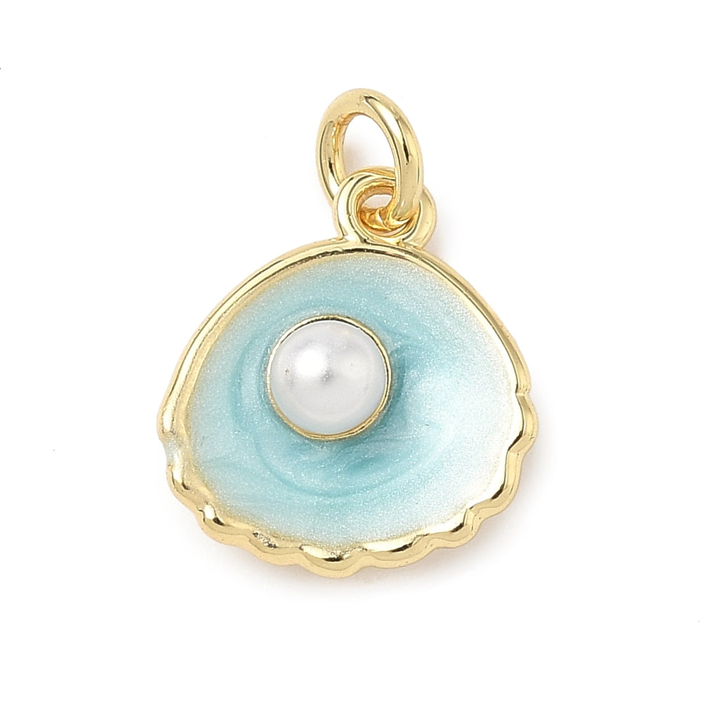 Gold Clamshell &amp; Pearl Charm