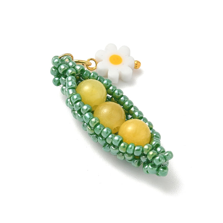 Green Pea &amp; Daisy Beaded Charm