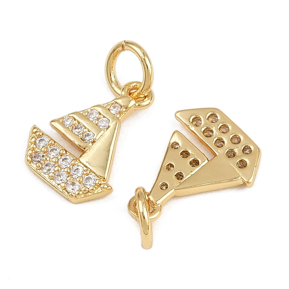 Mini Gold Pavé Boat Charm
