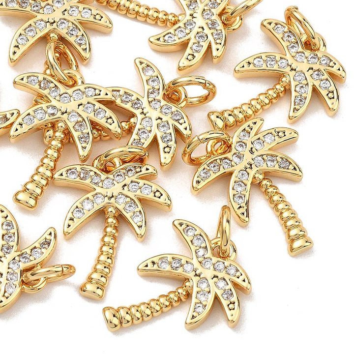 Gold Pavé Mini Palm Tree Charm