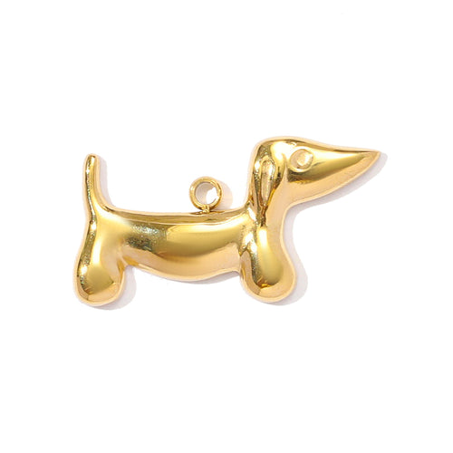 Gold Dachshund Dog Charm